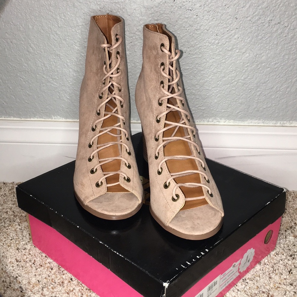 Charlotte Russe Laceup Opentoe Heels